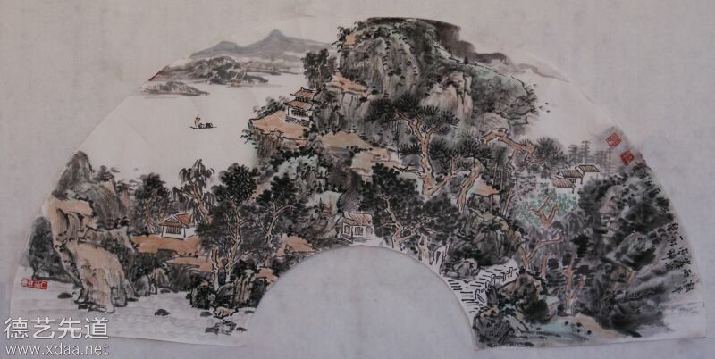 【扇面】高术平工笔画山水画作品13